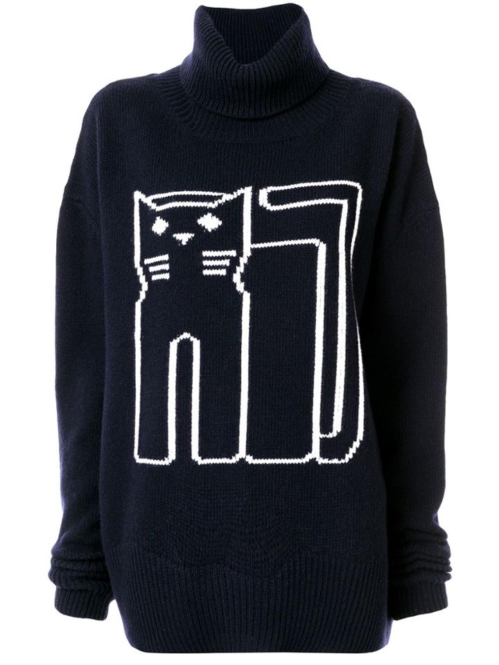 Markus Lupfer Cat Turtleneck Jumper - Blue