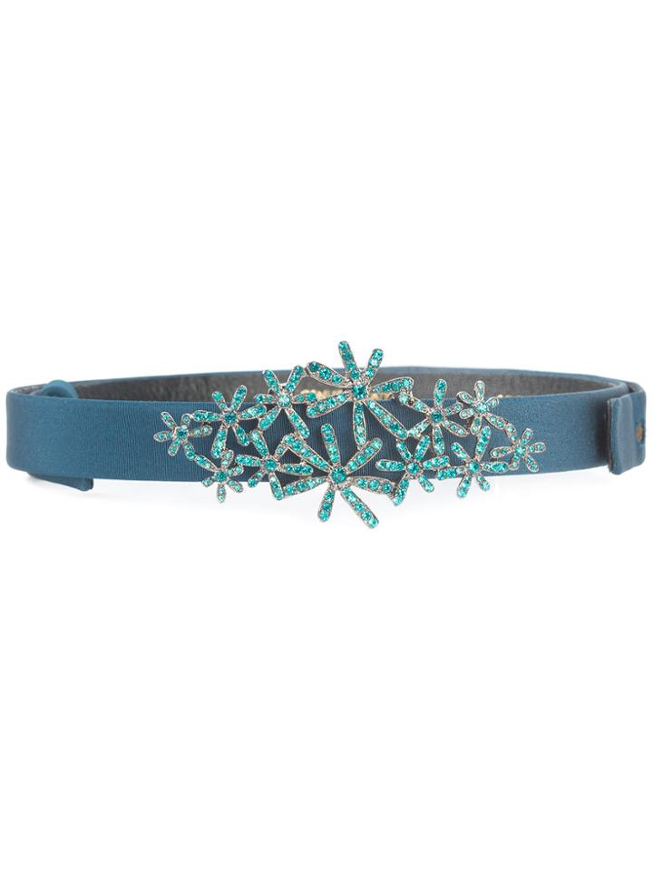 Oscar De La Renta Crystal-embellished Skinny Belt - Blue