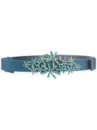 Oscar De La Renta Crystal-embellished Skinny Belt - Blue