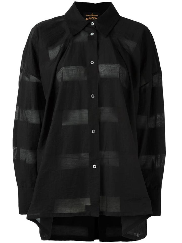 Vivienne Westwood Anglomania Striped Sheer Shirt, Women's, Size: Medium, Black, Cotton/polyamide