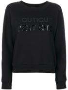 Boutique Moschino - Tonal Print Sweatshirt - Women - Cotton - 42, Black, Cotton