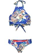 Islang Floral Print Bikini Set - Blue