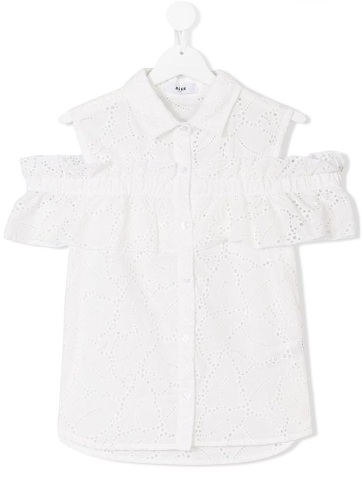 Msgm Kids Embroidered Blouse - White