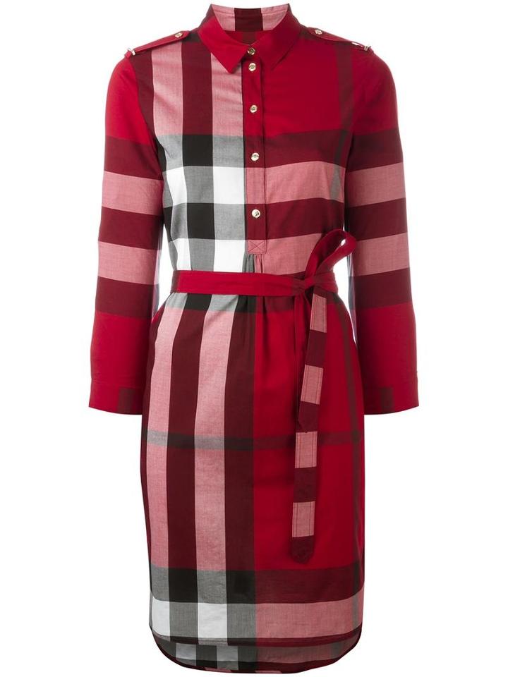 Burberry House Check Shirt Dress, Women's, Size: 8, Red, Cotton