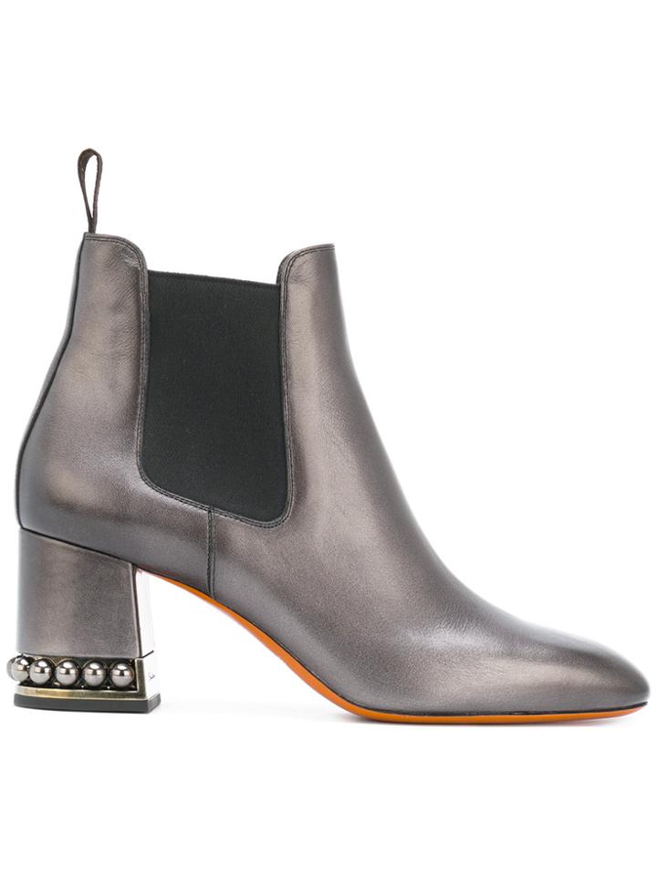 Santoni Studded Trim Boots - Grey