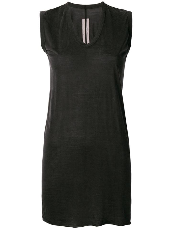 Rick Owens Bias Cut Long V-neck Tank - Black
