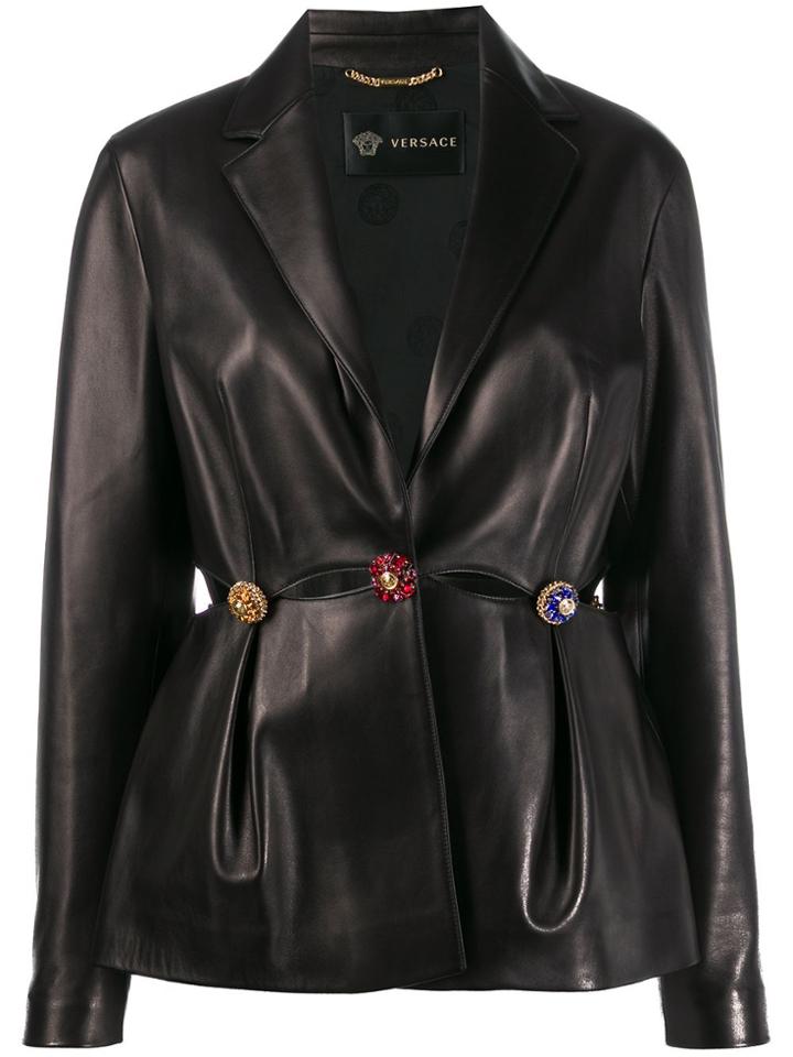 Versace Cut Out Embellished Jacket - Black