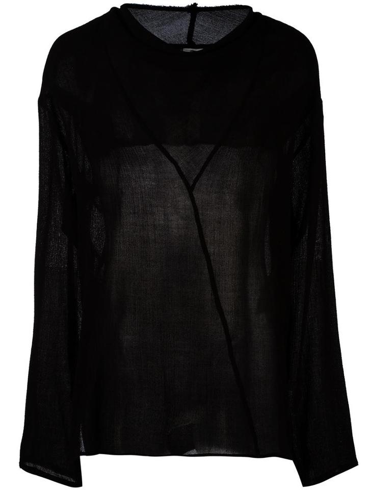 Damir Doma Creased Sheer Longsleeved Top, Men's, Size: Medium, Black, Viscose/virgin Wool
