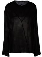 Damir Doma Creased Sheer Longsleeved Top, Men's, Size: Medium, Black, Viscose/virgin Wool