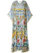 Dolce & Gabbana Majolica Print Kaftan Dress, Women's, Size: 42, Silk