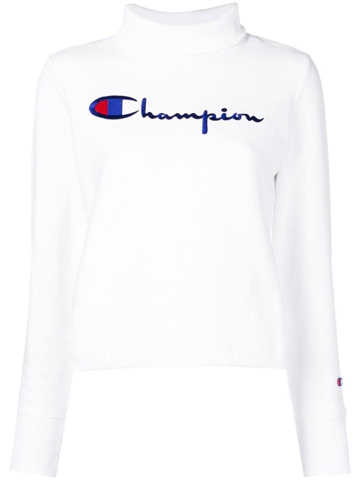 Champion Turtleneck Embroidered Logo Sweater - White
