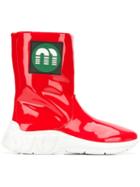Miu Miu Logo Patch Boots - Red
