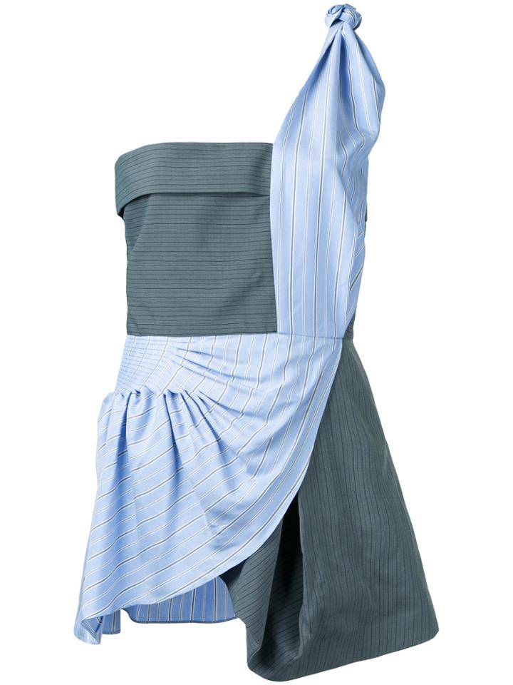Jw Anderson Striped Patchwork One-shoulder Top - Grey