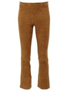 Stouls Cropped Maxime Trousers, Women's, Size: Xs, Brown, Cotton/lamb Skin/spandex/elastane