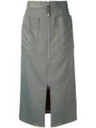 Cityshop - Front Zip Skirt - Women - Linen/flax/polyester/cupro - 36, Black, Linen/flax/polyester/cupro