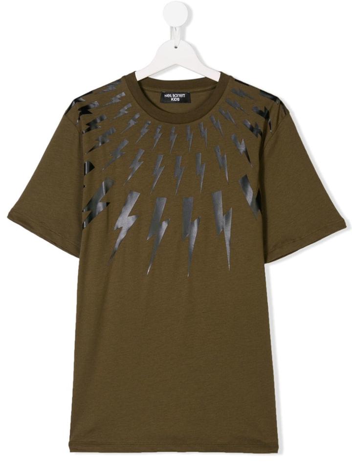 Neil Barrett Kids Teen Lightning Bolt T-shirt - Green