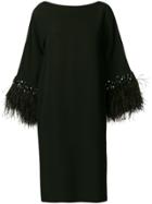 Valentino Vintage Feather Longsleeved Shirt Dress - Black