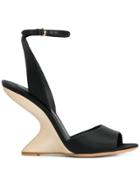 Salvatore Ferragamo Arsina Sculpted Heel Peep Toe Shoes - Black