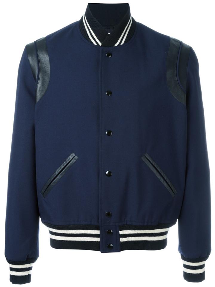 Saint Laurent Teddy Bomber Jacket - Blue