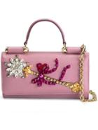 Dolce & Gabbana Mini 'von' Wallet Crossbody Bag, Women's, Pink/purple, Leather/metal (other)/glass
