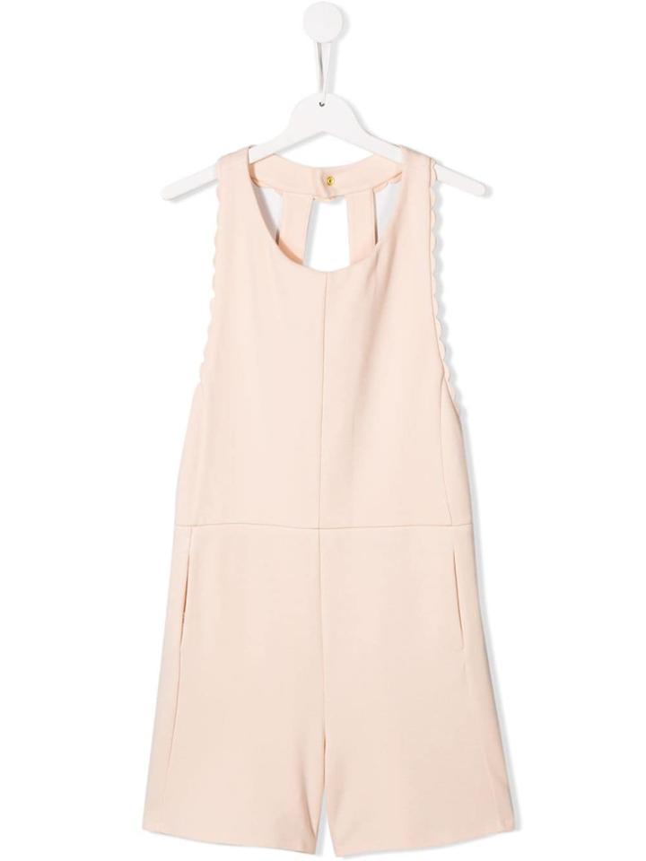 Chloé Kids Teen Scallop Trim Romper - Neutrals