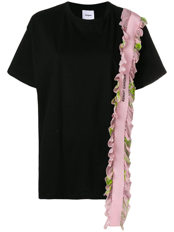 Brognano Ruffle Tape Oversized Tee - Black