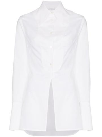 Wright Le Chapelain Plastron Side Slit Cotton Shirt - White