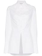 Wright Le Chapelain Plastron Side Slit Cotton Shirt - White
