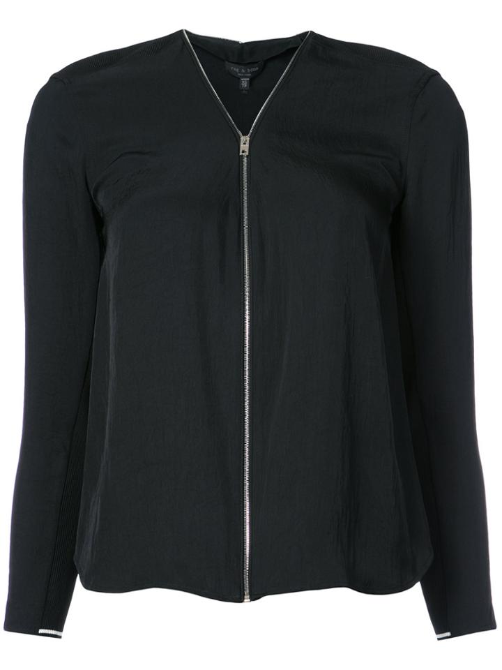 Rag & Bone V-neck Zipped Blouse - Black