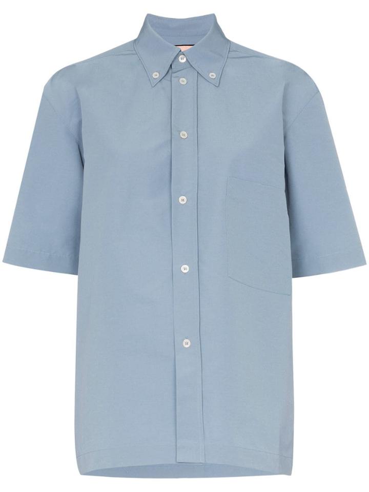 Plan C Short Sleeved Button Down Shirt - Blue