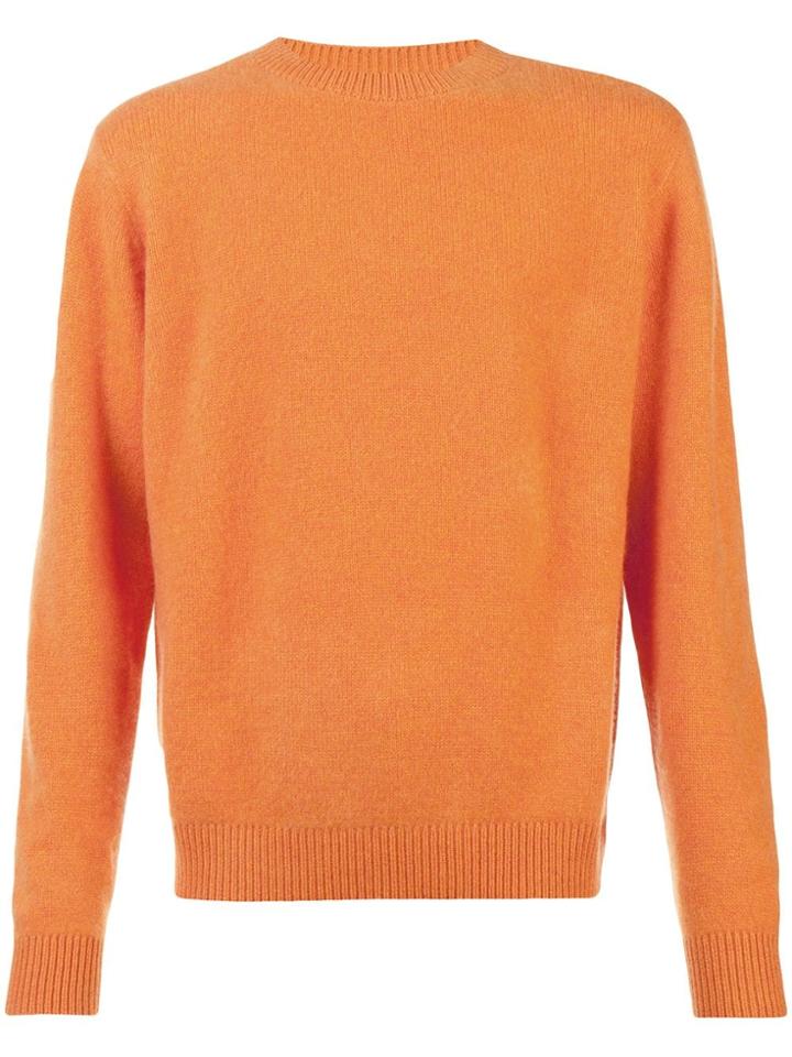 The Elder Statesman Cashmere Crew Neck Jumper - Yellow & Orange
