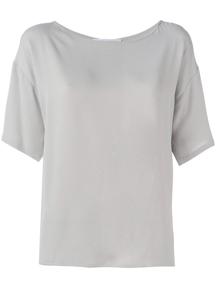 Fabiana Filippi Short Sleeve Blouse, Women's, Size: 42, Grey, Silk/acetate