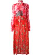 Attico Floral Print Open Dress, Women's, Size: 3, Red, Silk