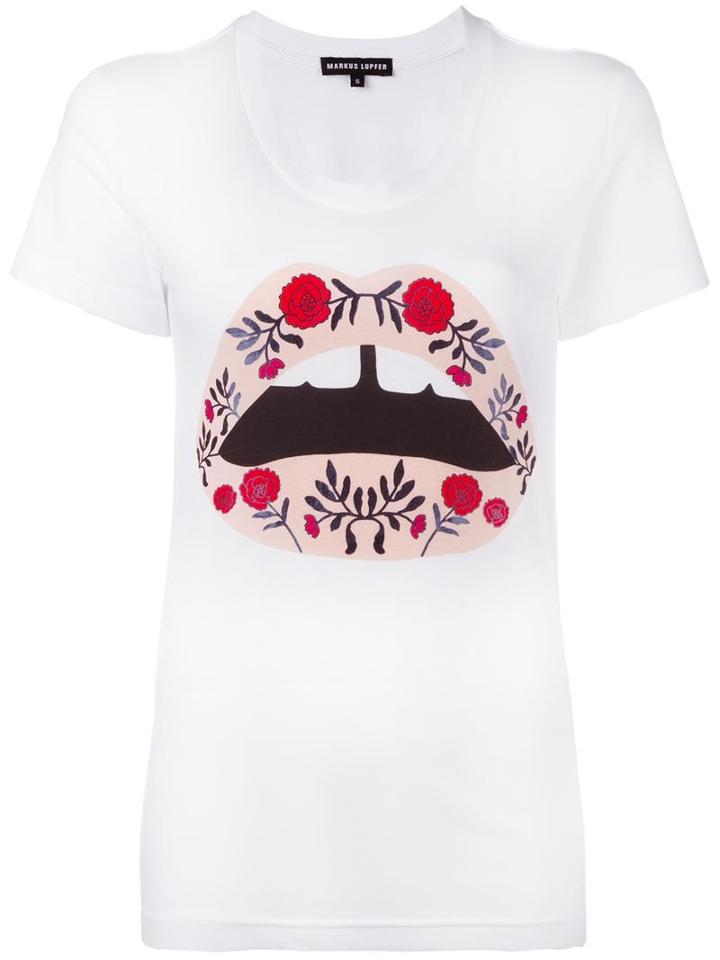 Markus Lupfer Lips Print T-shirt, Women's, Size: Xs, Cotton
