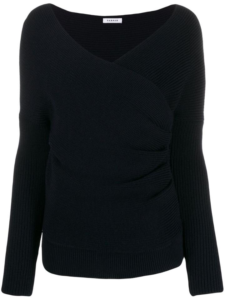 P.a.r.o.s.h. Wrap Front Fitted Sweater - Blue