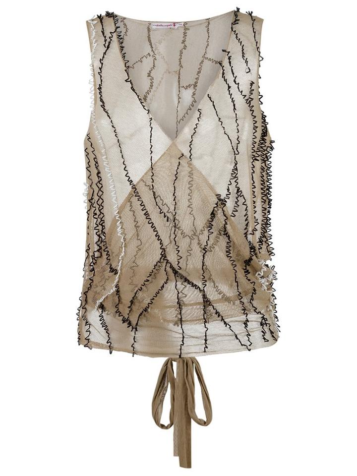 Isabela Capeto Wrap Mesh Waistcoat, Women's, Size: P, Nude/neutrals, Cotton
