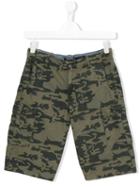 Woolrich Kids Camouflage Print Bermuda Shorts, Boy's, Size: 14 Yrs, Green