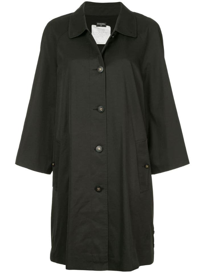 Chanel Pre-owned Minimalist Midi Trench Coat - Black