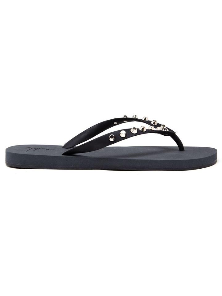 Giuseppe Zanotti Design Studded Flip-flops, Men's, Size: 44, Black, Rubber/metal Other