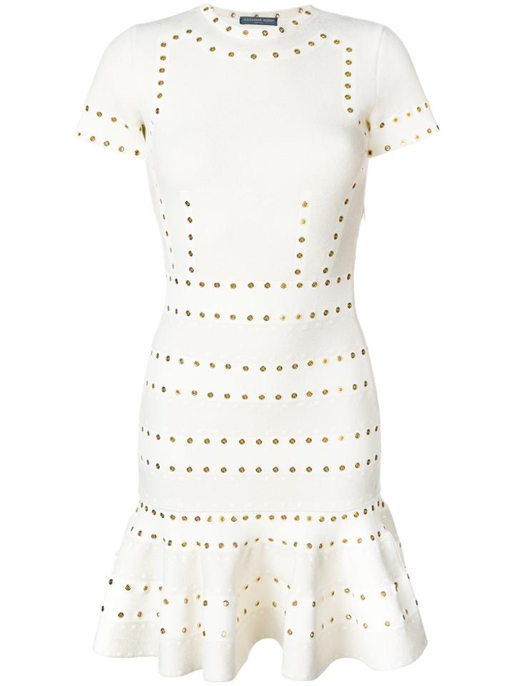 Alexander Mcqueen Peplum Hem Eyelet Dress - White