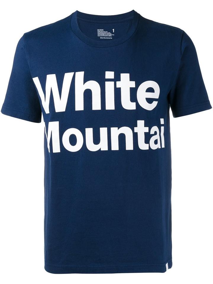 White Mountaineering Logo Print T-shirt, Men's, Size: 2, Blue, Cotton