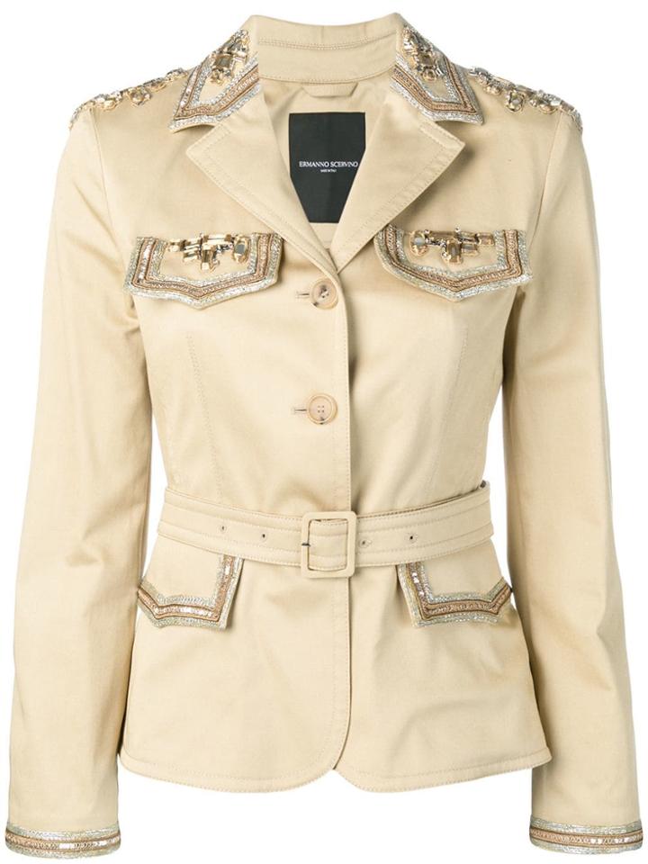 Ermanno Scervino Embellished Belted Jacket - Yellow