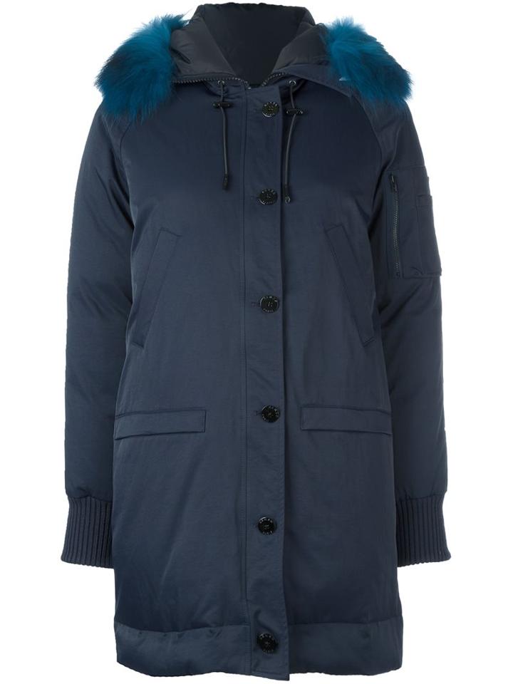 Kenzo Padded Parka, Women's, Size: Small, Blue, Feather Down/acrylic/nylon/racoon Fur