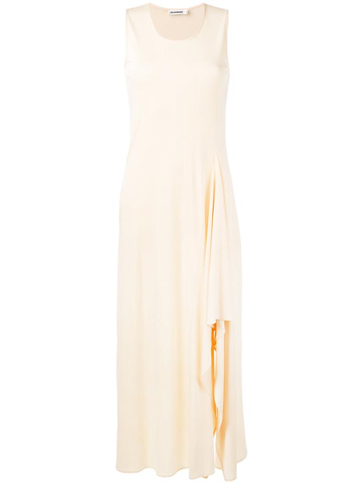 Jil Sander Long Side Slide Sleeveless Dress, Women's, Size: 34, Yellow/orange, Viscose