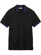 Burberry Striped Trim Polo Shirt - Black