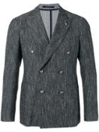Tagliatore Double Breasted Blazer, Men's, Size: 54, Grey, Cotton/linen/flax/acrylic/cupro