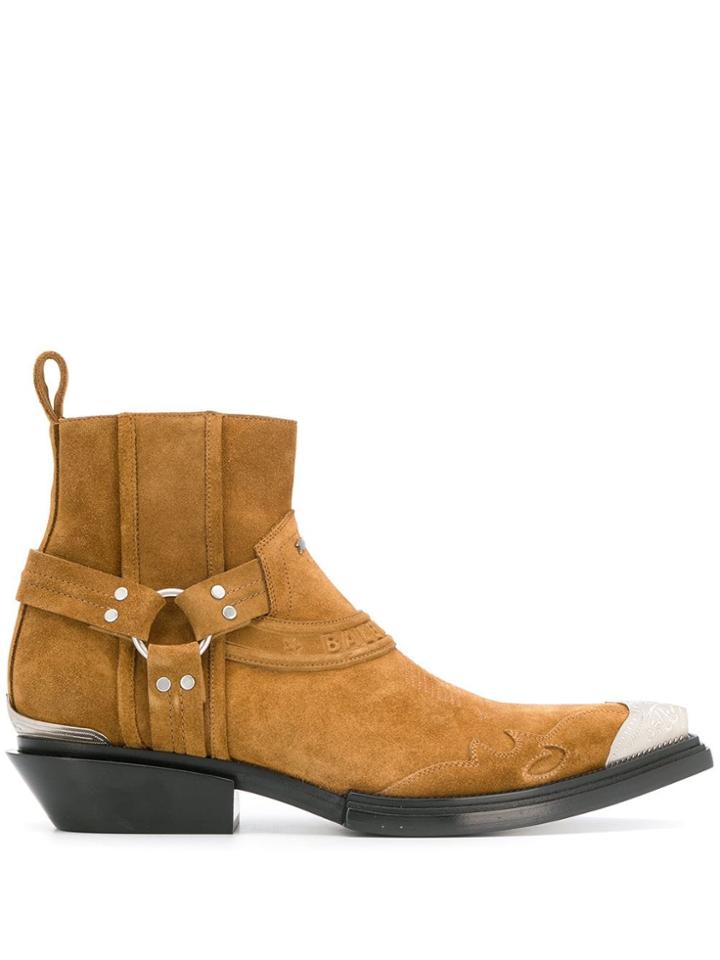 Balenciaga Santiag Harness Booties - Brown