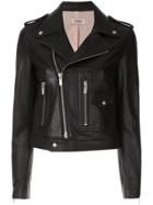 Yves Salomon Meteo Short Leather Biker Jacket - Black