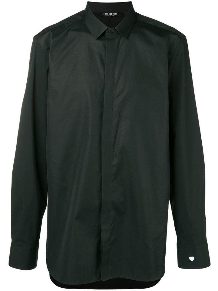 Neil Barrett Heart Print Classic Shirt - Black