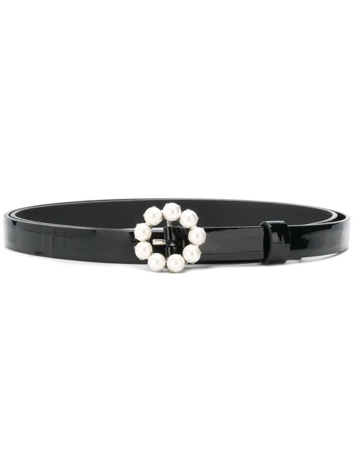 Miu Miu Faux Pearl Buckle Belt - Black